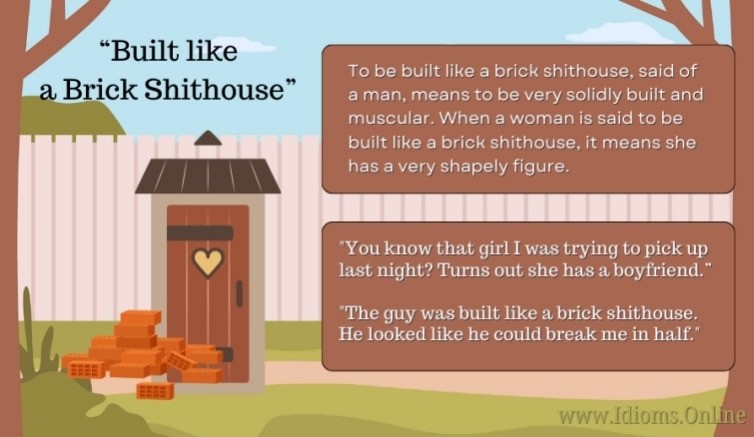 meaning of English idiom built like a brick shithouse