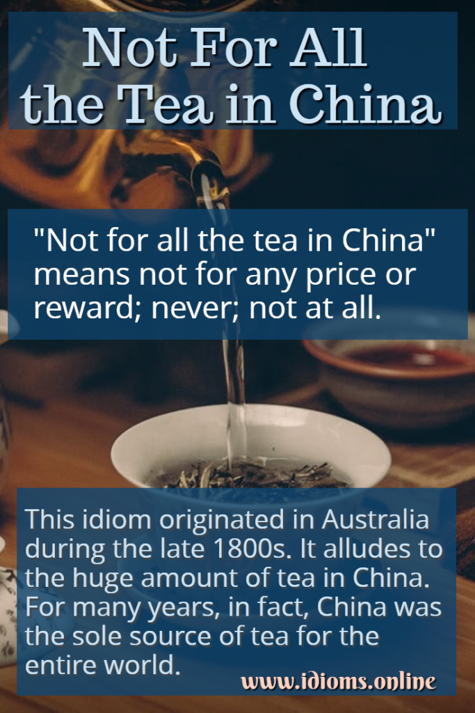 Not For All the Tea in China Idioms Online