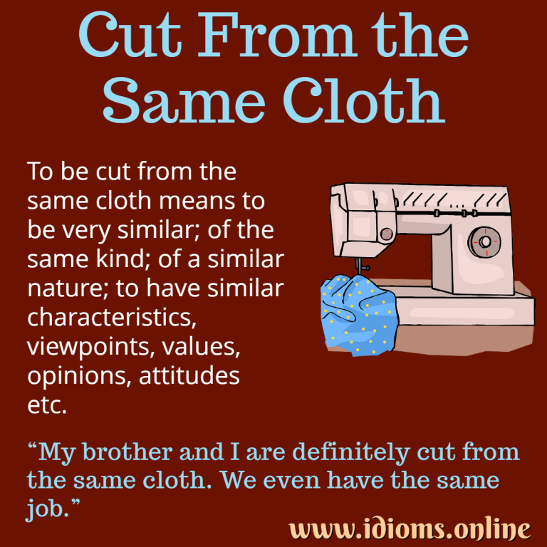 Cut From the Same Cloth Idioms Online