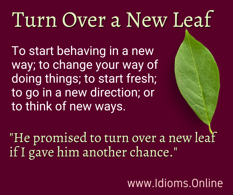 To turn over a New Leaf. Shake like a Leaf идиома. Turn on meaning.