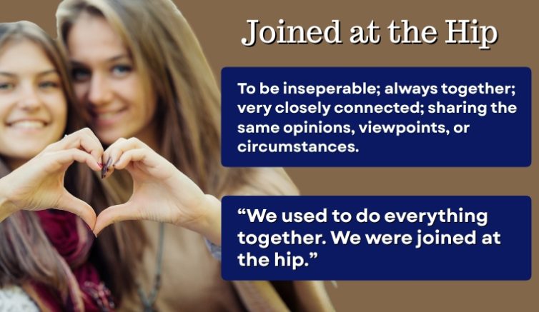 meaning of the English idiom joined at the hip
