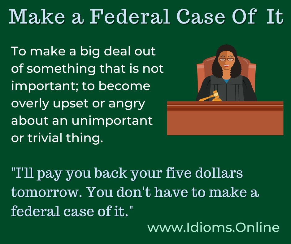 Make a Federal Case Of Something Idioms Online