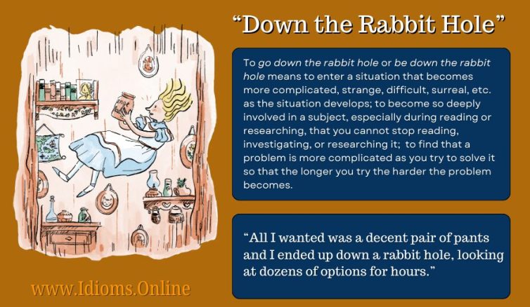 meaning of idiom "go down the rabbit hole"