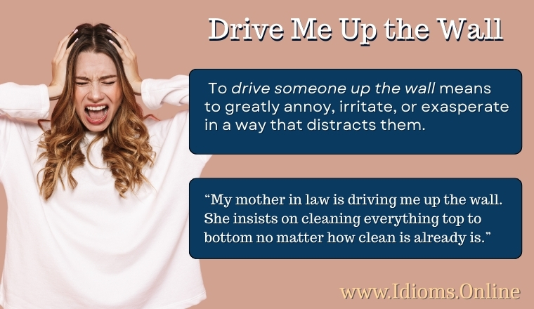 Meaning of idiom drive me (or someone) up the wall